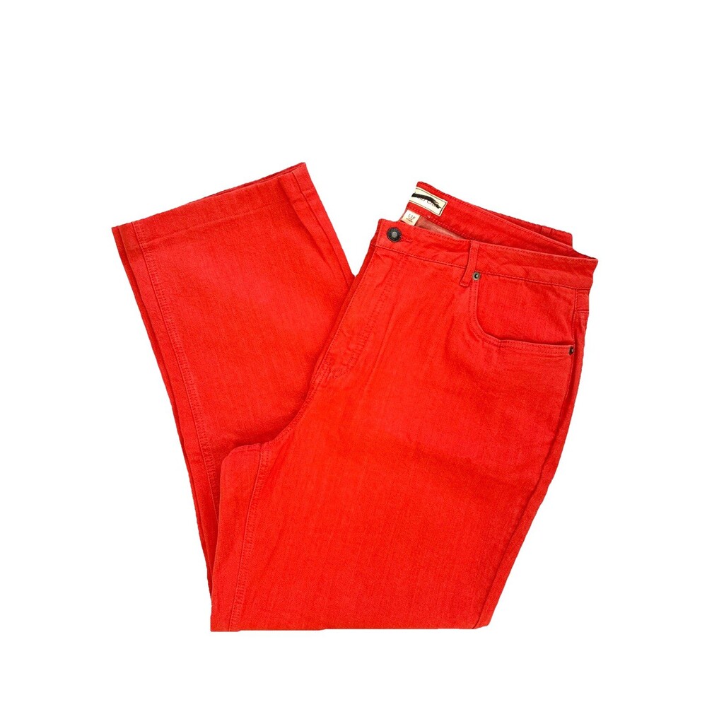 Coldwater Creek High Rise Straight Leg Jeans Size 18L Tall Orange Stretch Denim